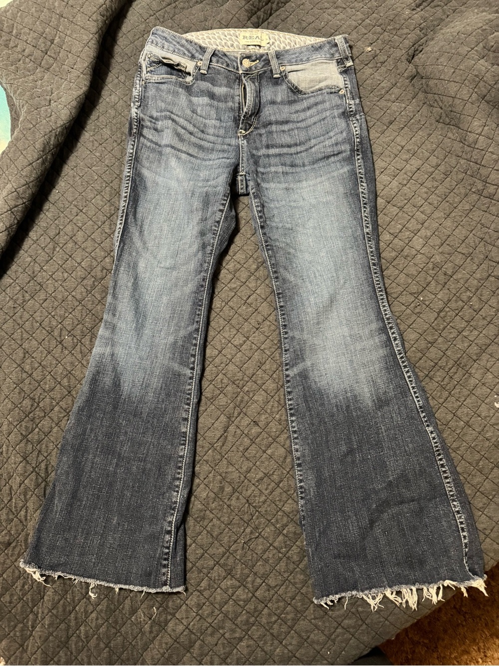 Ariat Blue Fade Flare Jeans with Raw Hem
